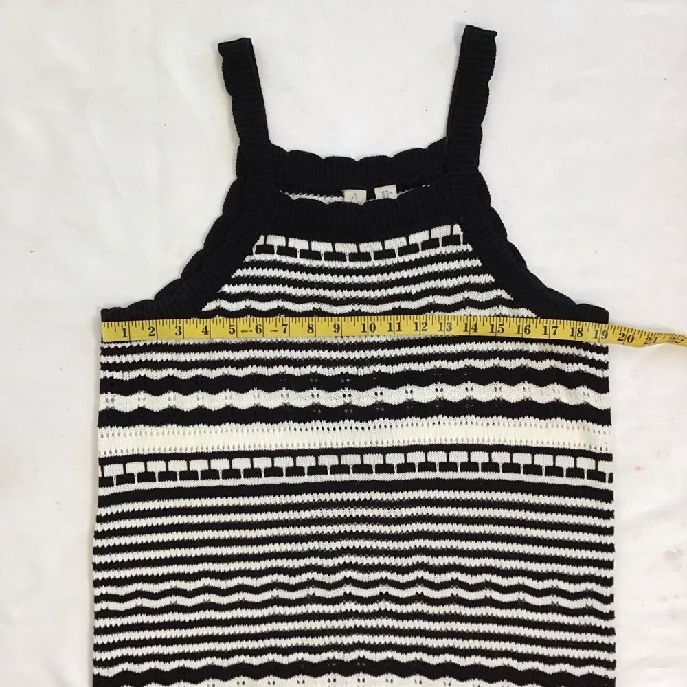Joie Women Elegant Black White Monochrome Striped Knit Crochet Maxi Dress XL - Picture 9 of 11